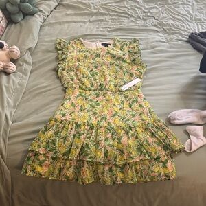 Bloomingdale's Green and Yellow Floral dress. Never worn.